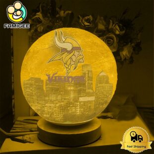 Minnesota Vikings City Skyline NFL Logo Design Moon Lamp