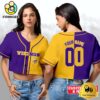 Minnesota Vikings Custom Woman Cropped Baseball Jersey, Football Crop Top