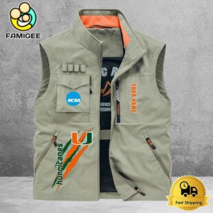 NCAA Miami Hurricanes Breathable Summer Sleeveless Jacket, Fishing Vest