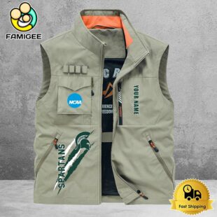 NCAA Michigan State Spartans Breathable Summer Sleeveless Jacket, Fishing Vest