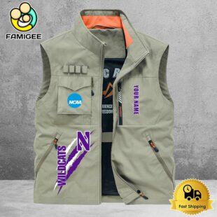 NCAA Northwestern Wildcats Breathable Summer Sleeveless Jacket, Fishing Vest
