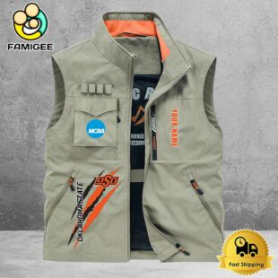 NCAA Oklahoma State Cowboys Breathable Summer Sleeveless Jacket, Fishing Vest