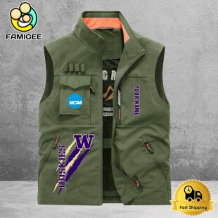 NCAA Washington Huskies Breathable Summer Sleeveless Jacket, Fishing Vest