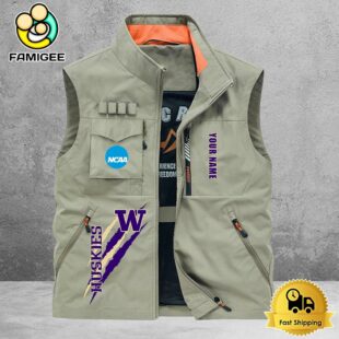 NCAA Washington Huskies Breathable Summer Sleeveless Jacket, Fishing Vest