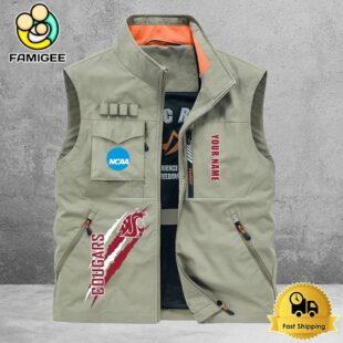 NCAA Washington State Cougars Breathable Summer Sleeveless Jacket, Fishing Vest