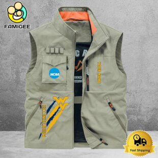 NCAA West Virginia Mountaineers Breathable Summer Sleeveless Jacket, Fishing Vest