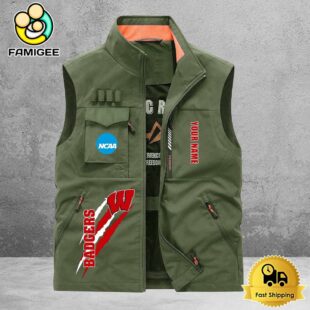 NCAA Wisconsin Badgers Breathable Summer Sleeveless Jacket, Fishing Vest