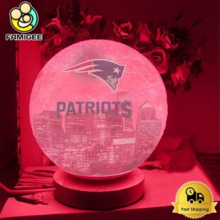 New England Patriots City Skyline NFL Logo Design Moon Lamp