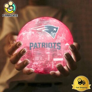 New England Patriots City Skyline NFL Logo Design Moon Lamp