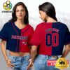 New England Patriots Custom Woman Cropped Baseball Jersey, Football Crop Top