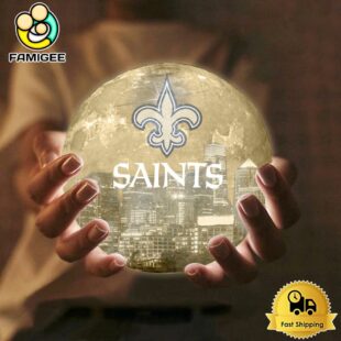 New Orleans Saints City Skyline NFL Logo Design Moon Lamp