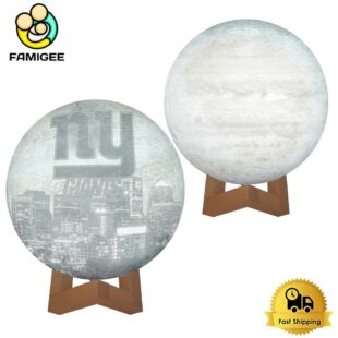 New York Giants City Skyline NFL Logo Design Moon Lamp