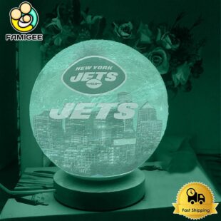 New York Jets City Skyline NFL Logo Design Moon Lamp