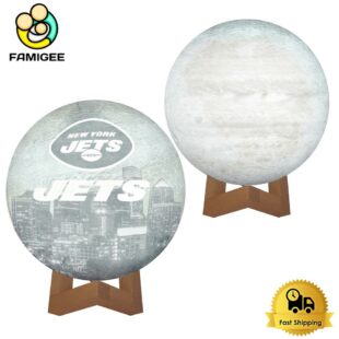 New York Jets City Skyline NFL Logo Design Moon Lamp