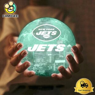 New York Jets City Skyline NFL Logo Design Moon Lamp