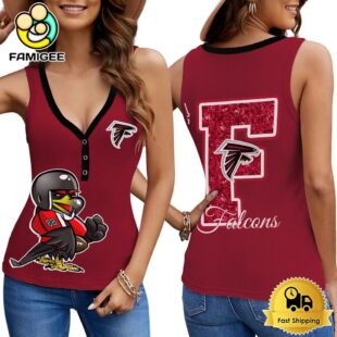NFL Atlanta Falcons Mascot New 2025 Women V-Neck Ribbed Tank Top