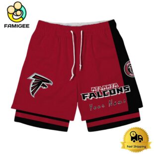 NFL Atlanta Falcons Team Logo Custom Name Double-deck Sport Shorts