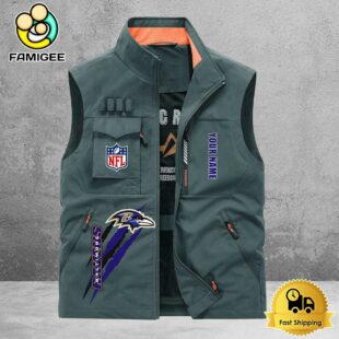 NFL Baltimore Ravens Breathable Summer Sleeveless Jacket, Fishing Vest