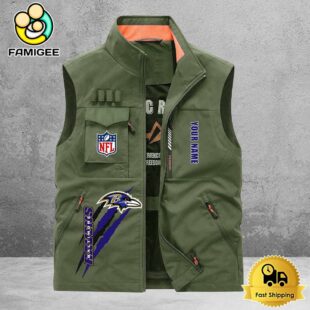 NFL Baltimore Ravens Breathable Summer Sleeveless Jacket, Fishing Vest