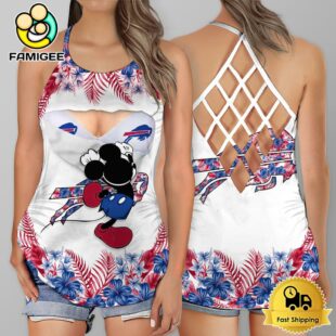 NFL Buffalo Bills Mickey Mouse Summer Rebel Fashion Criss Cross Tank Top