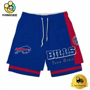 NFL Buffalo Bills Team Logo Custom Name Double-deck Sport Shorts