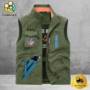 NFL Carolina Panthers Breathable Summer Sleeveless Jacket, Fishing Vest