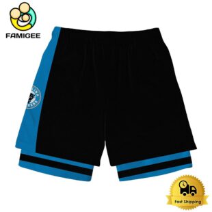 NFL Carolina Panthers Team Logo Custom Name Double-deck Sport Shorts