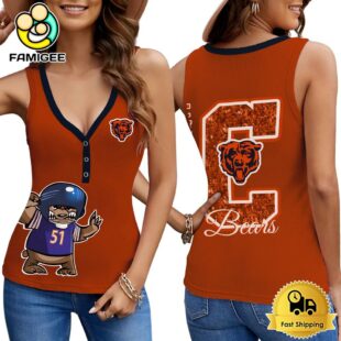NFL Chicago Bears Mascot New 2025 Women V-Neck Ribbed Tank Top