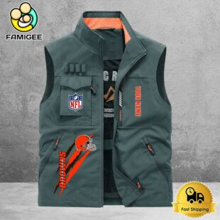 NFL Cleveland Browns Breathable Summer Sleeveless Jacket, Fishing Vest