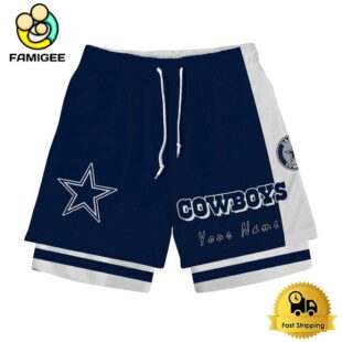 NFL Dallas Cowboys Team Logo Custom Name Double-deck Sport Shorts
