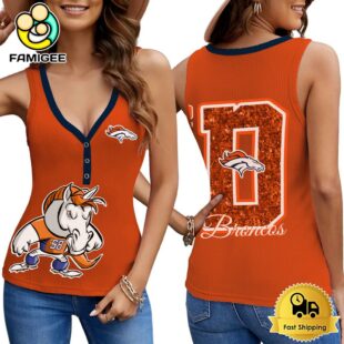 NFL Denver Broncos Mascot New 2025 Women V-Neck Ribbed Tank Top