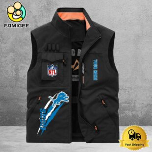 NFL Detroit Lions Breathable Summer Sleeveless Jacket, Fishing Vest