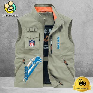NFL Detroit Lions Breathable Summer Sleeveless Jacket, Fishing Vest