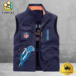 NFL Detroit Lions Breathable Summer Sleeveless Jacket, Fishing Vest
