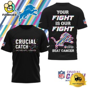 NFL Detroit Lions Crucial Catch Intercept Cancer T-Shirt