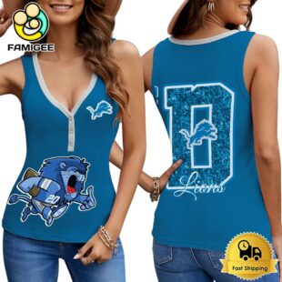 NFL Detroit Lions Mascot New 2025 Women V-Neck Ribbed Tank Top