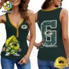NFL Green Bay Packers Mascot New 2025 Women V-Neck Ribbed Tank Top