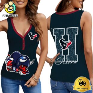NFL Houston Texans Mascot New 2025 Women V-Neck Ribbed Tank Top