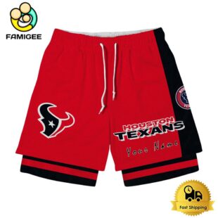 NFL Houston Texans Team Logo Custom Name Double-deck Sport Shorts