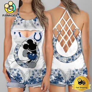 NFL Indianapolis Colts Mickey Mouse Summer Rebel Fashion Criss Cross Tank Top