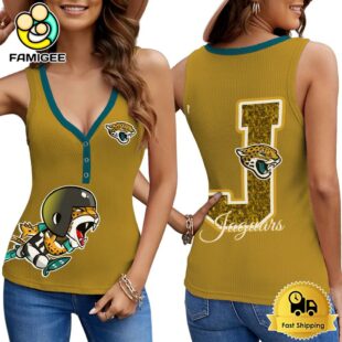 NFL Jacksonville Jaguars Mascot New 2025 Women V-Neck Ribbed Tank Top