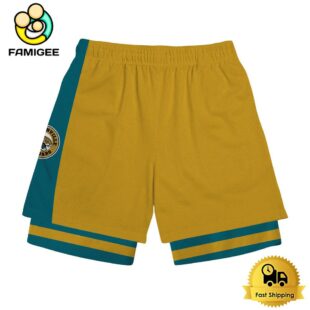 NFL Jacksonville Jaguars Team Logo Custom Name Double-deck Sport Shorts