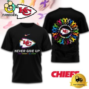 NFL Kansas City Chiefs Never Give Up Fight Cancer In All Colors 3D Shirt