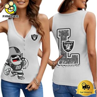 NFL Las Vegas Raiders Mascot New 2025 Women V-Neck Ribbed Tank Top