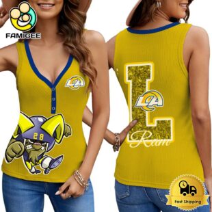 NFL Los Angeles Rams Mascot New 2025 Women V-Neck Ribbed Tank Top