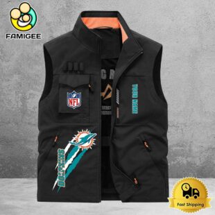 NFL Miami Dolphins Breathable Summer Sleeveless Jacket, Fishing Vest
