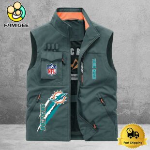 NFL Miami Dolphins Breathable Summer Sleeveless Jacket, Fishing Vest