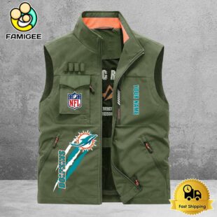 NFL Miami Dolphins Breathable Summer Sleeveless Jacket, Fishing Vest