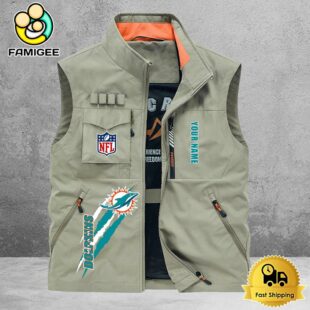 NFL Miami Dolphins Breathable Summer Sleeveless Jacket, Fishing Vest