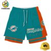 NFL Miami Dolphins Team Logo Custom Name Double-deck Sport Shorts